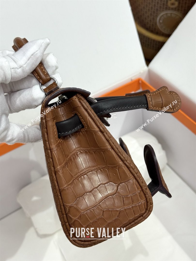 Hermes Kelly Doll Bag in Matt Alligator Leather Brown 2025(Handmade) (XX-25122623)