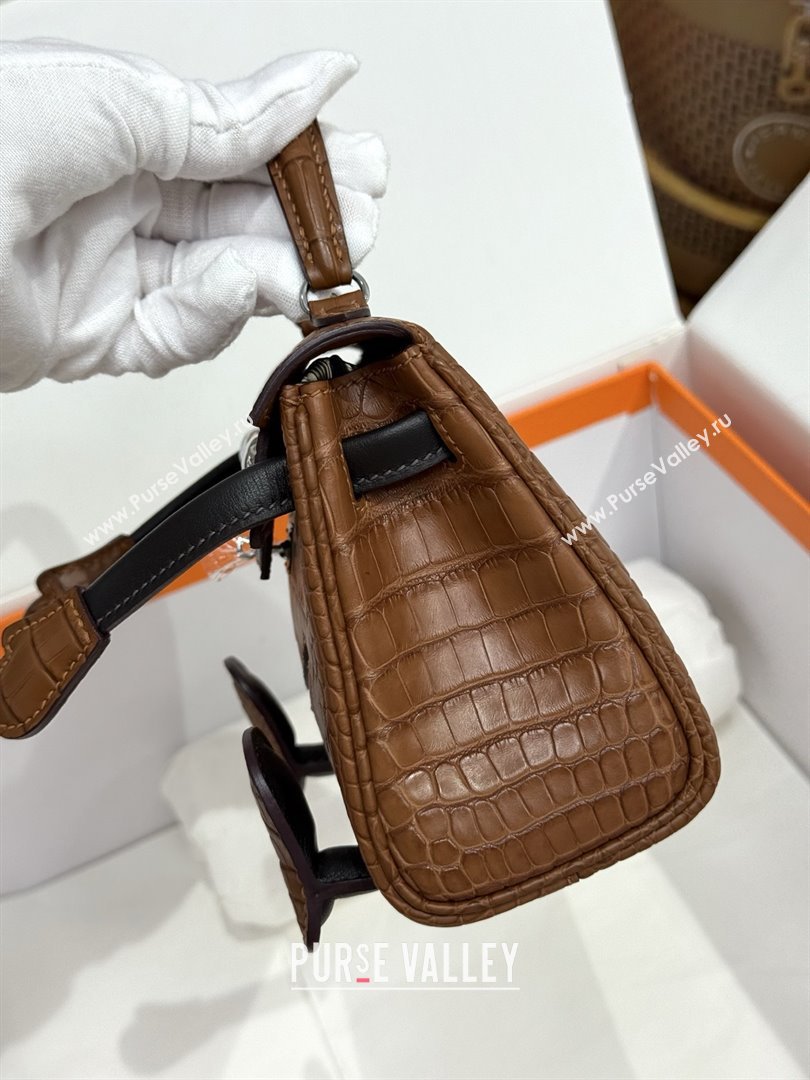 Hermes Kelly Doll Bag in Matt Alligator Leather Brown 2025(Handmade) (XX-25122623)