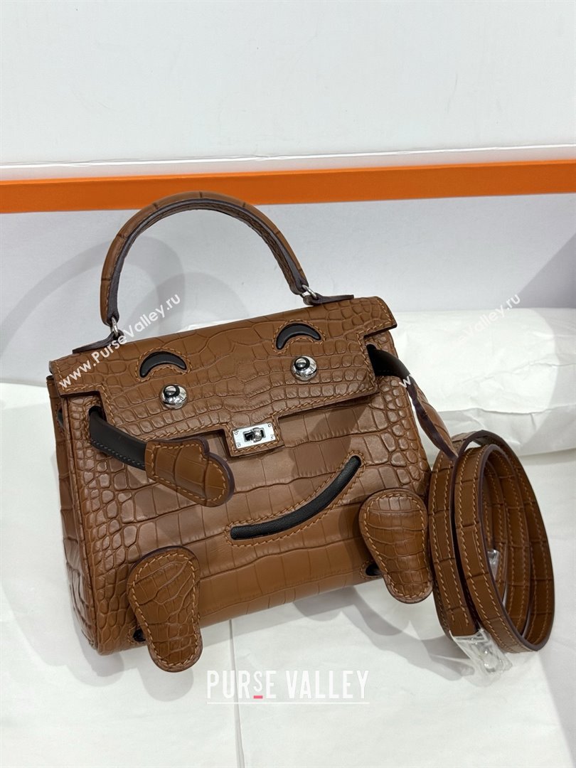 Hermes Kelly Doll Bag in Matt Alligator Leather Brown 2025(Handmade) (XX-25122623)