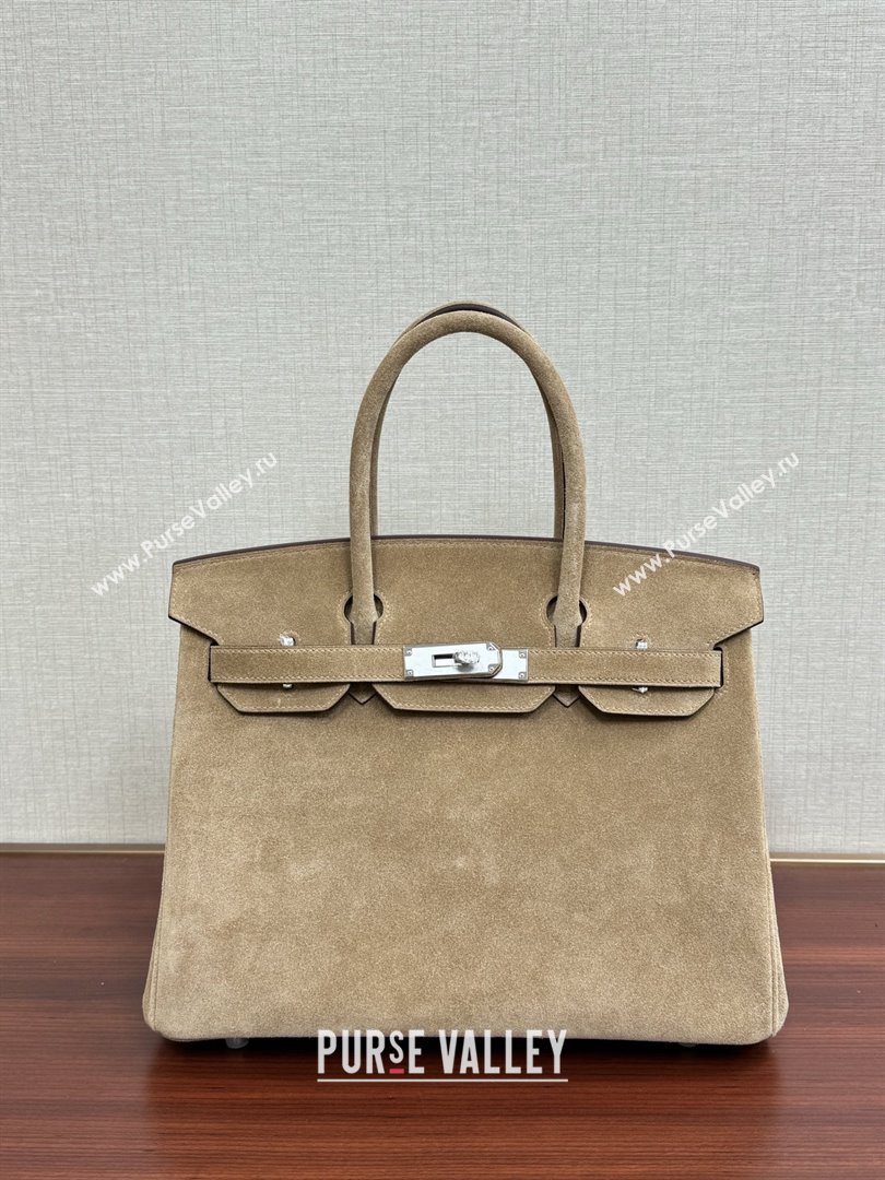 Hermes Birkin 25/30 Bag in Suede Leather Beige/Silver 2025(Handmade) (XX-25122611)