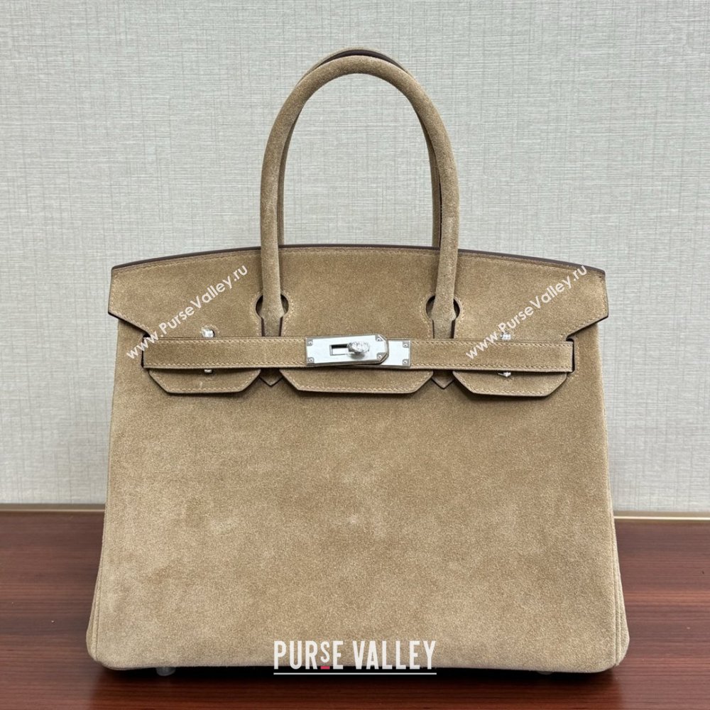 Hermes Birkin 25/30 Bag in Suede Leather Beige/Silver 2025(Handmade) (XX-25122611)