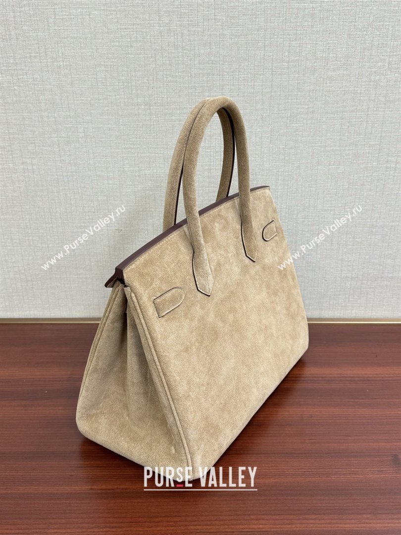 Hermes Birkin 25/30 Bag in Suede Leather Beige/Silver 2025(Handmade) (XX-25122611)