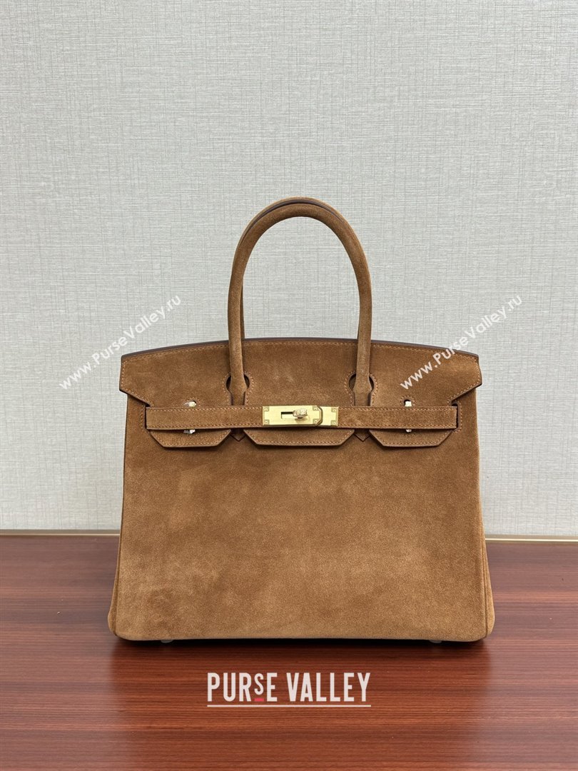Hermes Birkin 25/30 Bag in Suede Leather Brown/Gold 2025(Handmade) (XX-25122612)