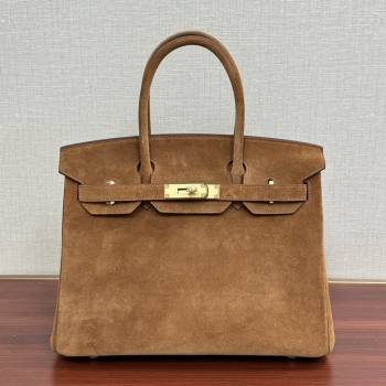 Hermes Birkin 25/30 Bag in Suede Leather Brown/Gold 2025(Handmade) (XX-25122612)