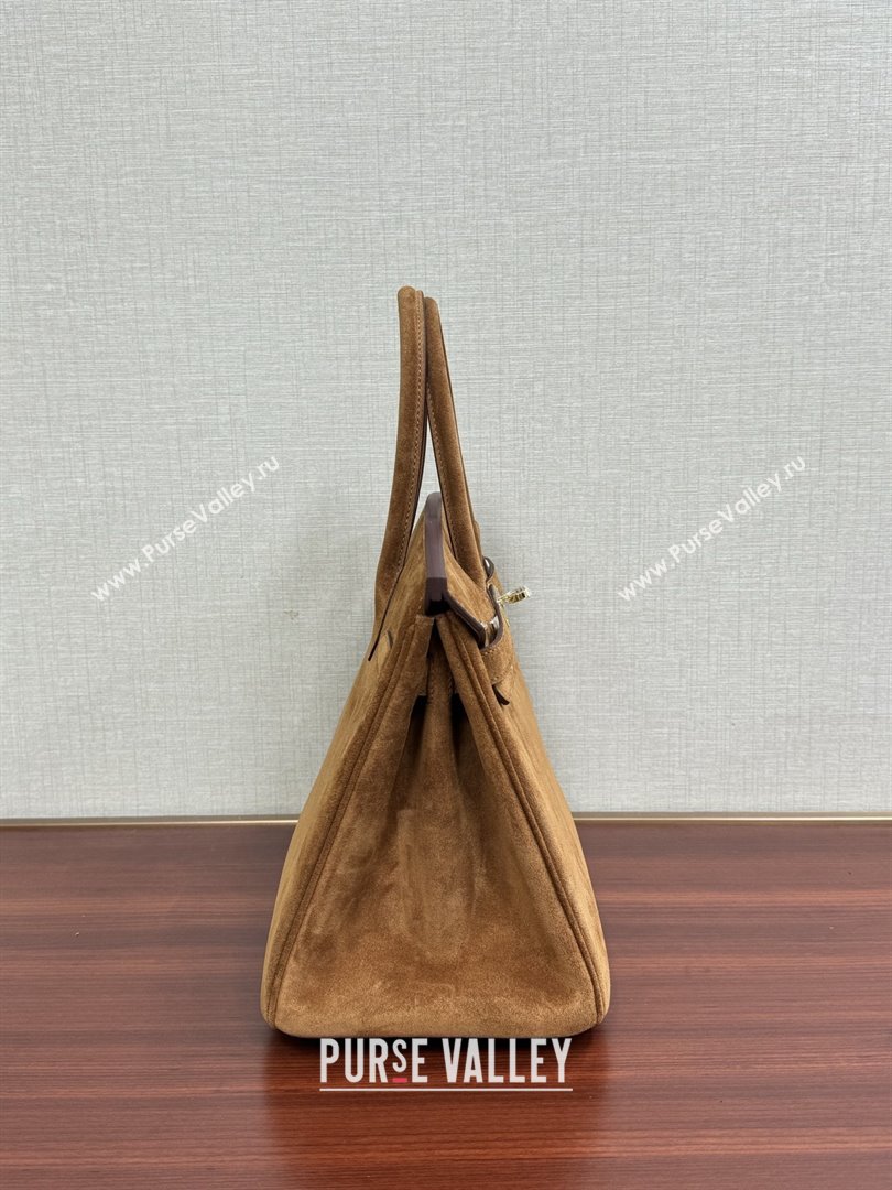 Hermes Birkin 25/30 Bag in Suede Leather Brown/Gold 2025(Handmade) (XX-25122612)