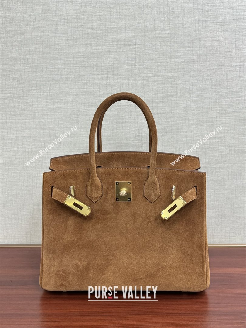 Hermes Birkin 25/30 Bag in Suede Leather Brown/Gold 2025(Handmade) (XX-25122612)