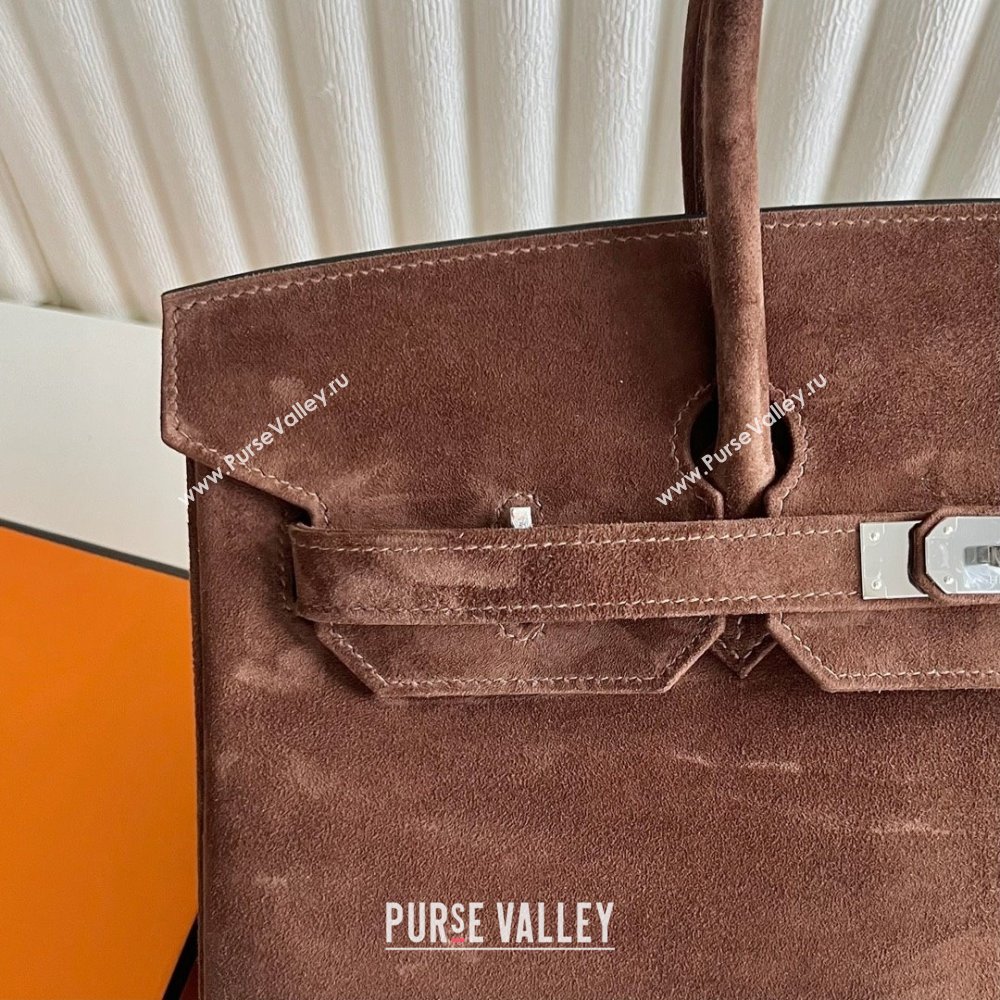 Hermes Birkin 35 Bag in Suede Leather Teddy Brown/Silver 2025(Handmade) (XX-25122613)