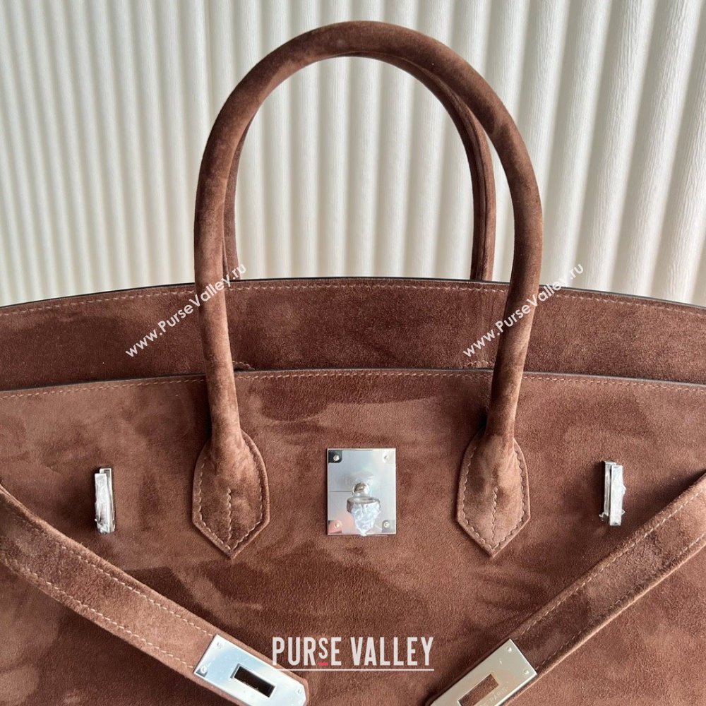 Hermes Birkin 35 Bag in Suede Leather Teddy Brown/Silver 2025(Handmade) (XX-25122613)