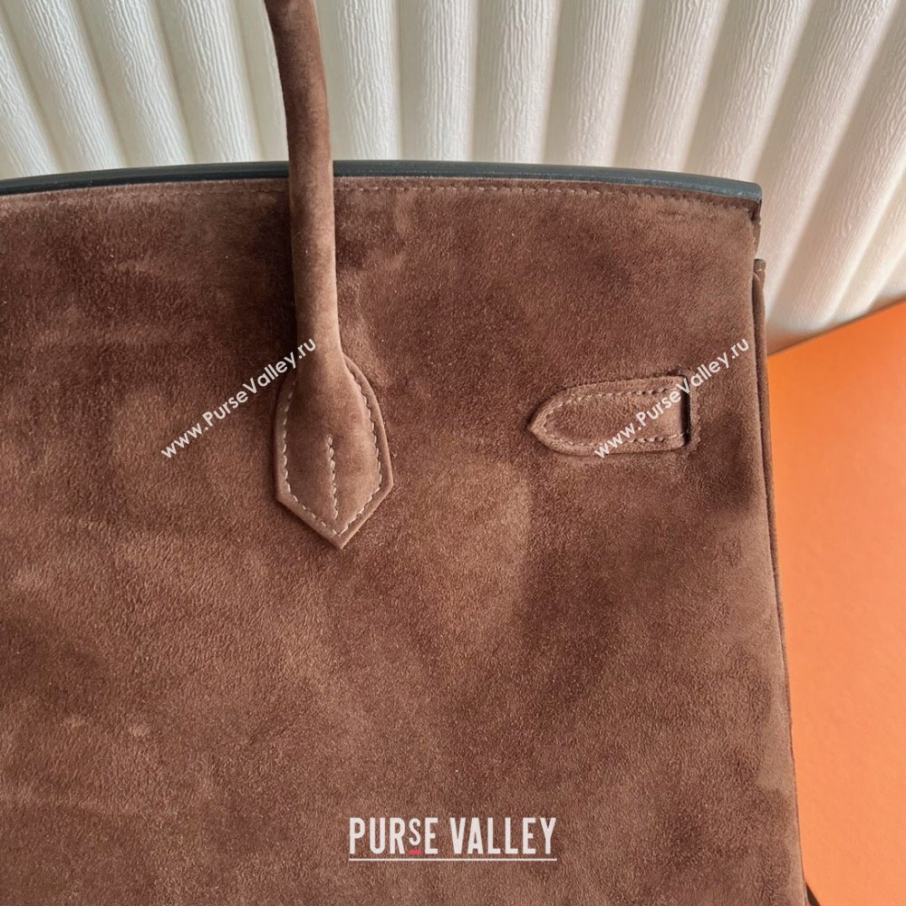 Hermes Birkin 35 Bag in Suede Leather Teddy Brown/Silver 2025(Handmade) (XX-25122613)