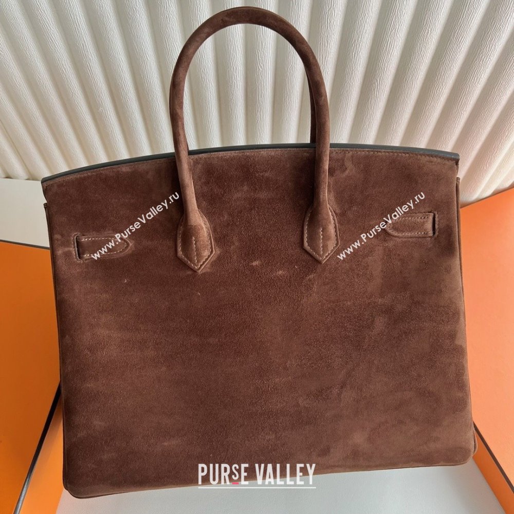 Hermes Birkin 35 Bag in Suede Leather Teddy Brown/Silver 2025(Handmade) (XX-25122613)