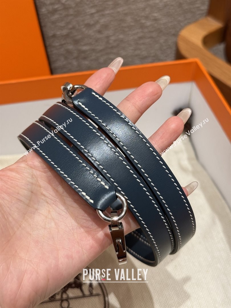 Hermes Kelly 25 Bag in Box Leather 7P Blue/Silver 2025(Handmade) (XX-25122614)