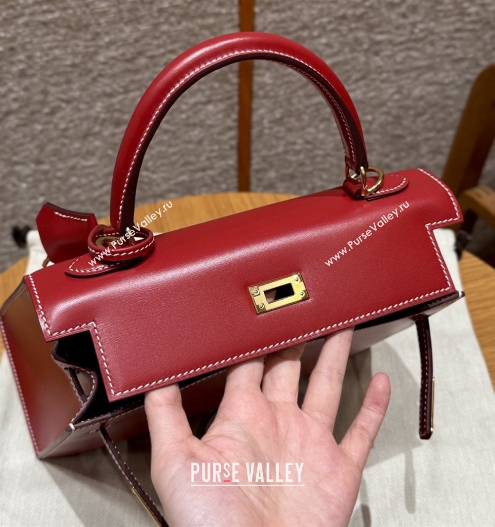 Hermes Kelly 25 Bag in Box Leather 5X Rouge Piment/Gold 2025(Handmade) (XX-25122615)