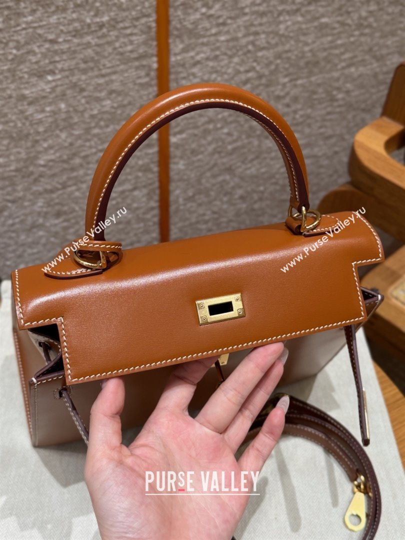 Hermes Kelly 25 Bag in Box Leather Brown/Gold 2025(Handmade) (XX-25122617)