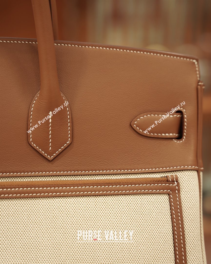 Hermes HAC CARGO HAUT A COURROIES 40 Bag in Canvas Swift Leather Brown 2025(Handmade) (XX-25122601)