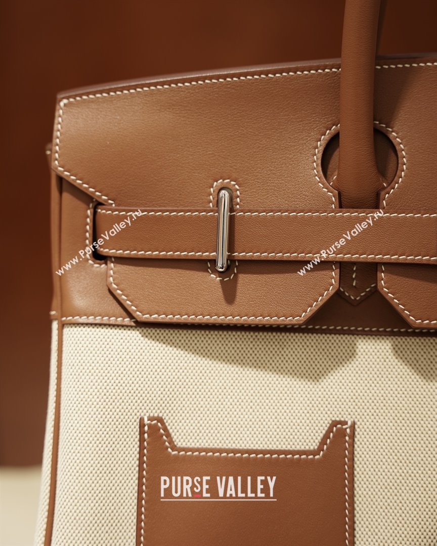 Hermes HAC CARGO HAUT A COURROIES 40 Bag in Canvas Swift Leather Brown 2025(Handmade) (XX-25122601)