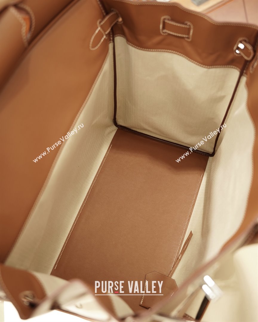 Hermes HAC CARGO HAUT A COURROIES 40 Bag in Canvas Swift Leather Brown 2025(Handmade) (XX-25122601)