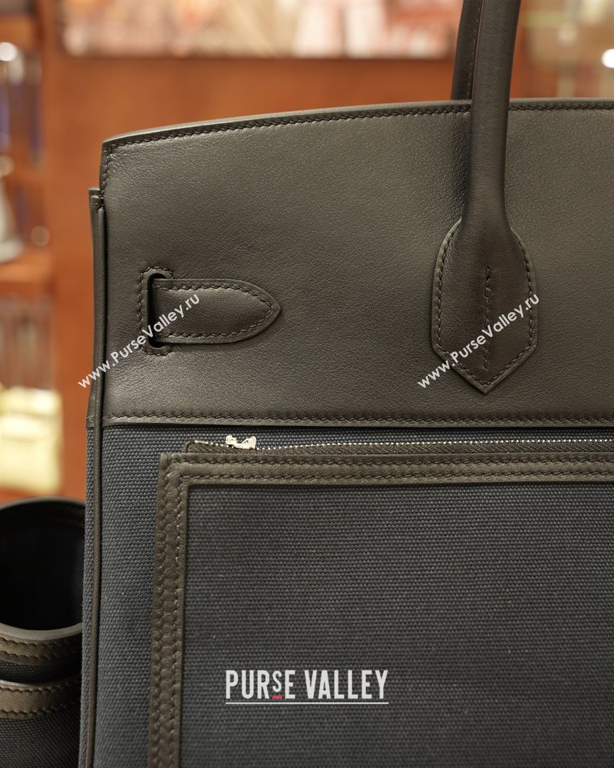 Hermes HAC CARGO HAUT A COURROIES 40 Bag in Canvas Swift Leather Black 2025(Handmade) (XX-25122602)