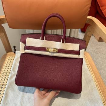 Hermes Birkin 25/30 Bag in Togo Calfskin Leather Bordeaux/Gold 2025 (Handmade) (XX-25122530)