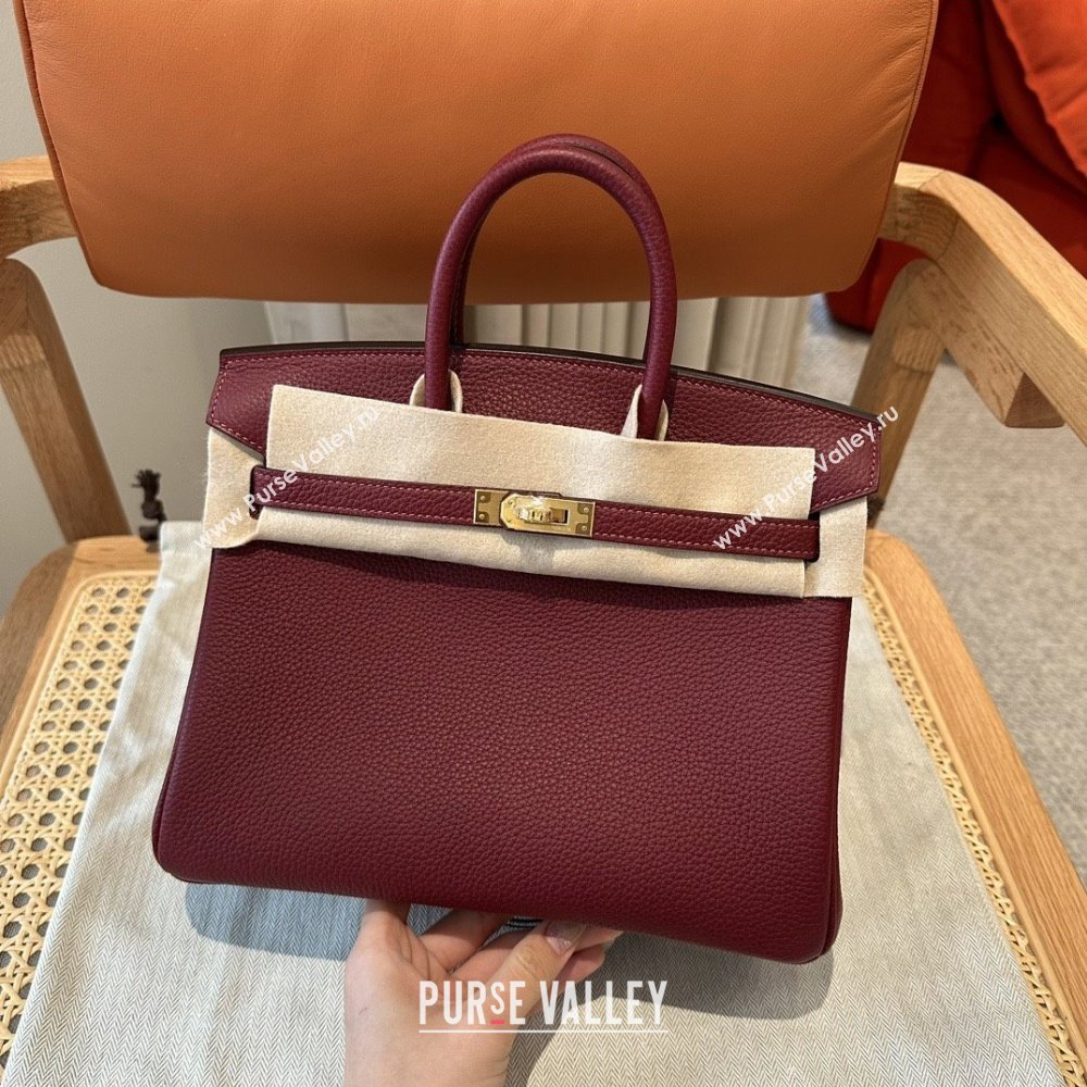 Hermes Birkin 25/30 Bag in Togo Calfskin Leather Bordeaux/Gold 2025 (Handmade) (XX-25122530)