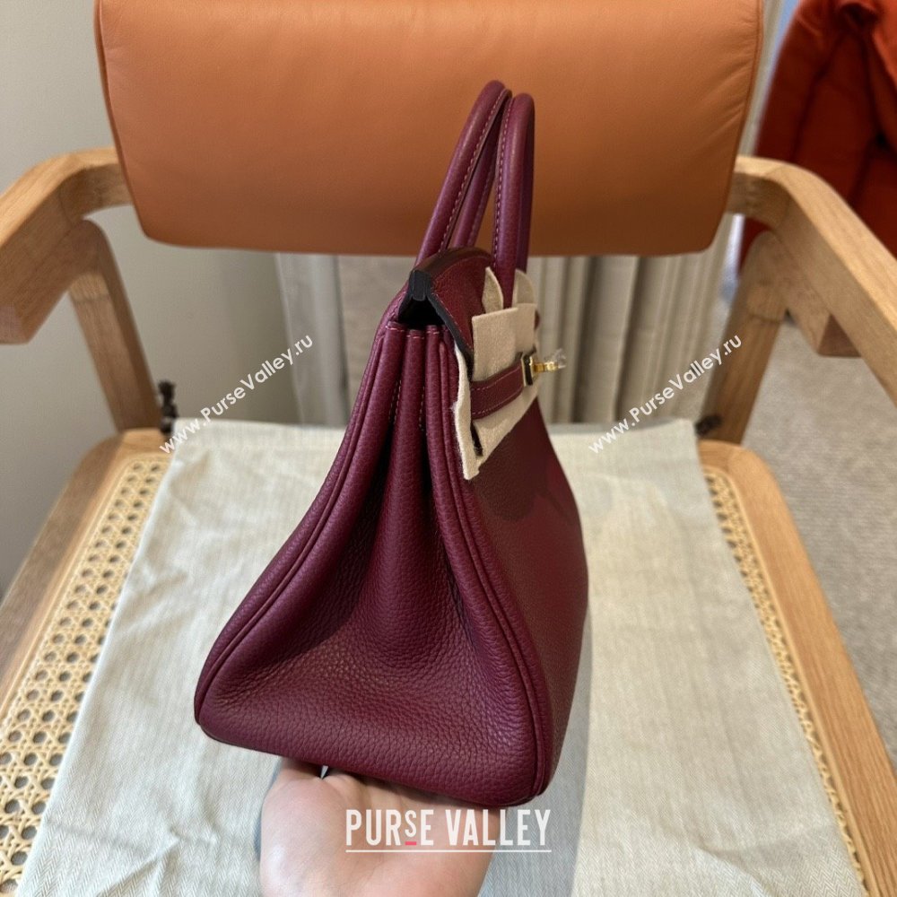 Hermes Birkin 25/30 Bag in Togo Calfskin Leather Bordeaux/Gold 2025 (Handmade) (XX-25122530)