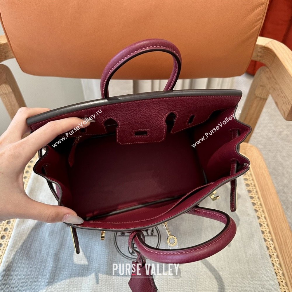 Hermes Birkin 25/30 Bag in Togo Calfskin Leather Bordeaux/Gold 2025 (Handmade) (XX-25122530)