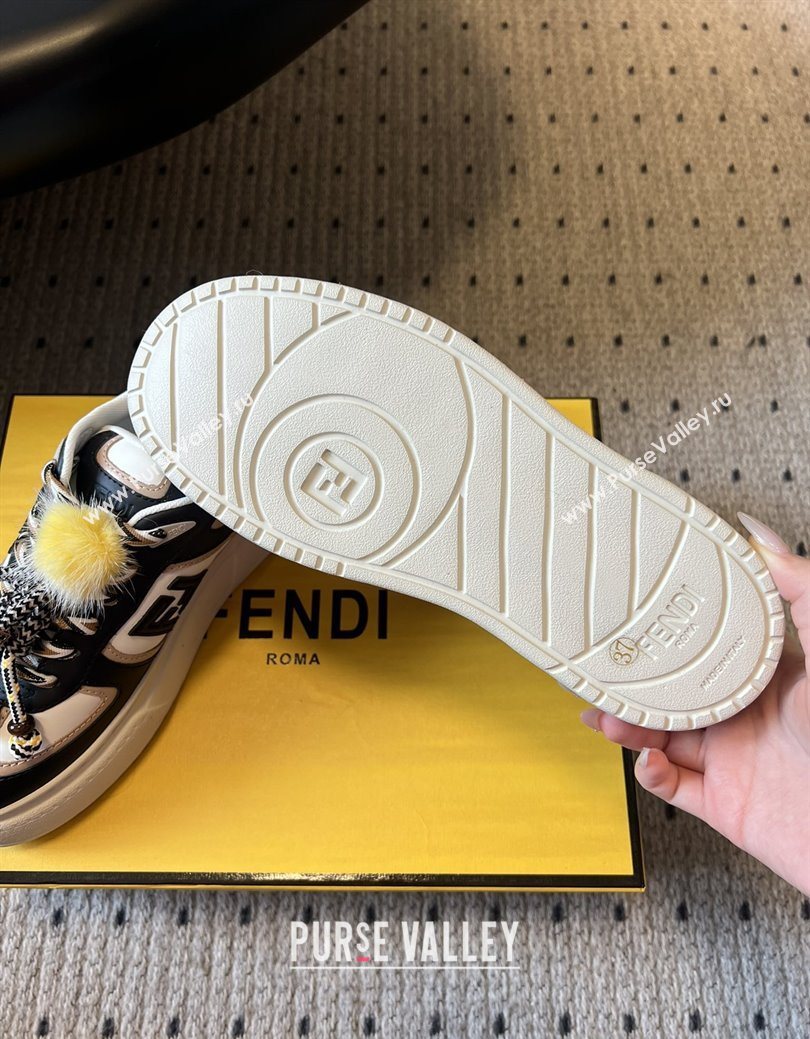 Fendi Match Low Top Platform Shoes in White Leather with Charm Black 2025 (MGN-25122915)