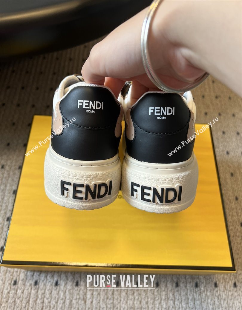 Fendi Match Low Top Platform Shoes in White Leather with Charm Black 2025 (MGN-25122915)