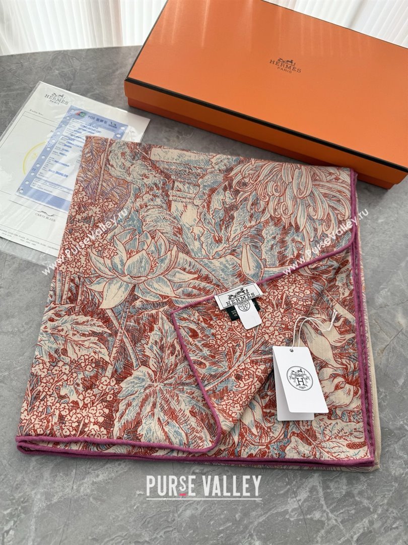 Hermes Cashmere Silk Shawl 140 Scarf H1518 Red 2026 Top (WTZ-26010618)