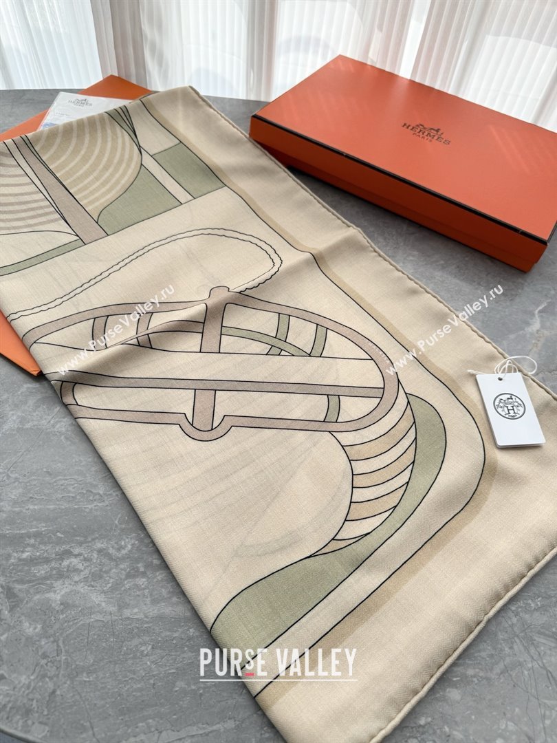 Hermes Cashmere Silk Thalassa Shawl Scarf 140 H1505 Beige 2026 Top (WTZ-26010505)