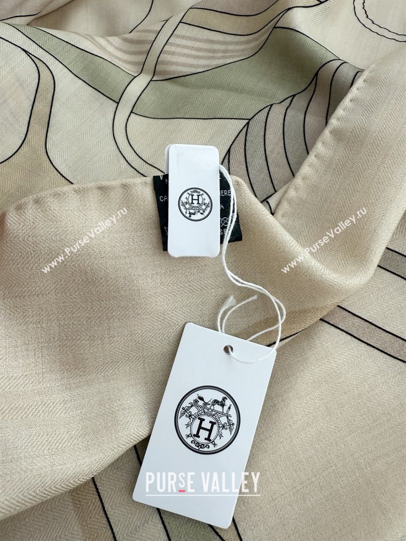 Hermes Cashmere Silk Thalassa Shawl Scarf 140 H1505 Beige 2026 Top (WTZ-26010505)