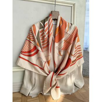 Hermes Cashmere Silk Thalassa Shawl Scarf 140 H1504 Orange 2026 Top (WTZ-26010504)