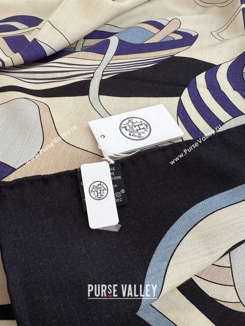 Hermes Cashmere Silk Thalassa Shawl Scarf 140 H1507 Blue 2026 Top (WTZ-26010507)