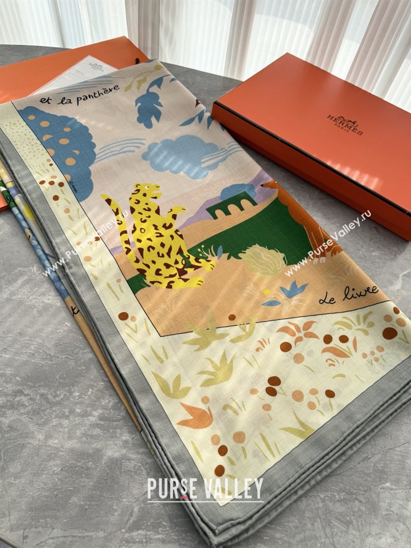 Hermes Cashmere Silk Le Livre dEsope Shawl Scarf 140 H1508 Green 2026 Top (WTZ-26010508)