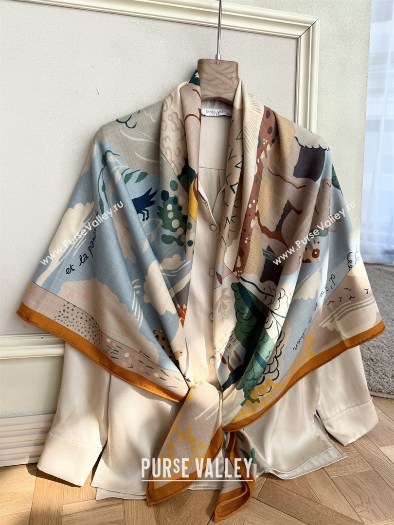 Hermes Cashmere Silk Le Livre dEsope Shawl Scarf 140 H1509 Orange 2026 Top (WTZ-26010609)