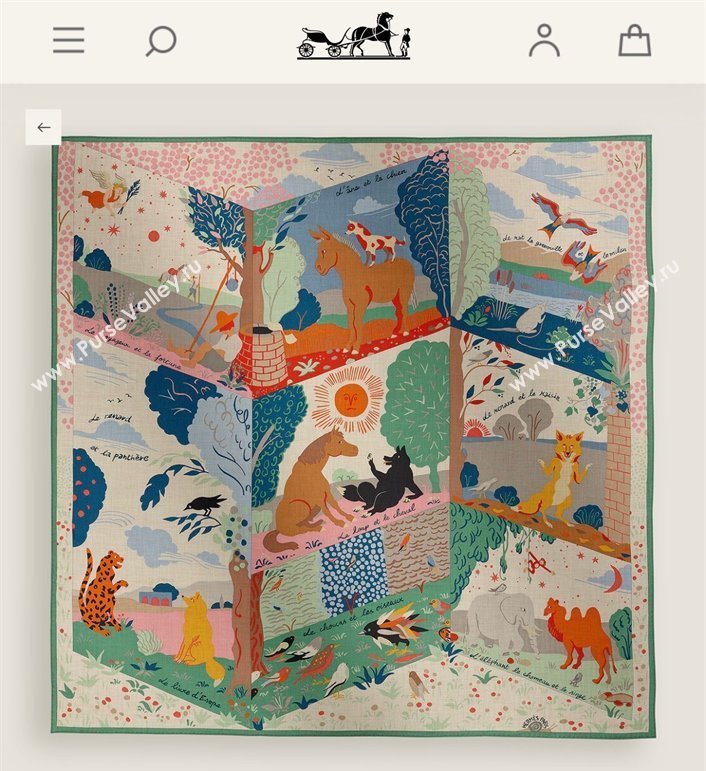 Hermes Cashmere Silk Le Livre dEsope Shawl Scarf 140 H1511 Green 2026 Top (WTZ-26010611)