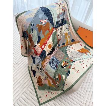 Hermes Cashmere Silk Le Livre dEsope Shawl Scarf 140 H1511 Green 2026 Top (WTZ-26010611)