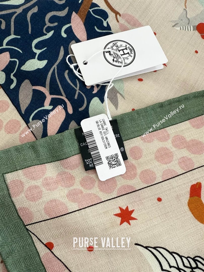 Hermes Cashmere Silk Le Livre dEsope Shawl Scarf 140 H1511 Green 2026 Top (WTZ-26010611)