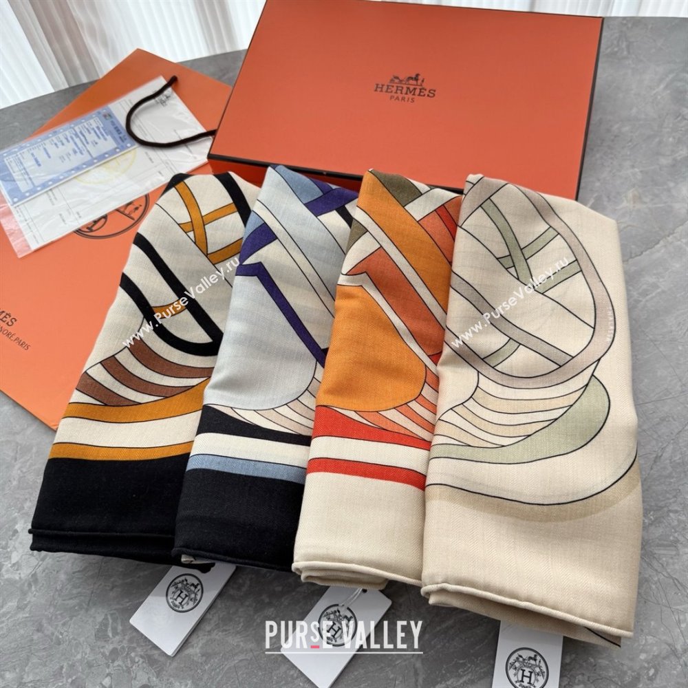 Hermes Cashmere Silk Thalassa Shawl Scarf 140 H1504 Orange 2026 Top (WTZ-26010504)