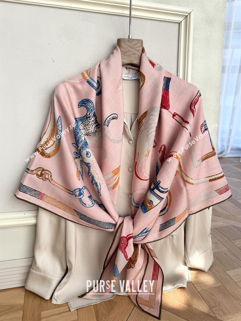 Hermes Inventaire Poetique Pour un Conte Sellier Shawl 140 Scarf 140 H1513 Pink 2026 Top (WTZ-26010613)