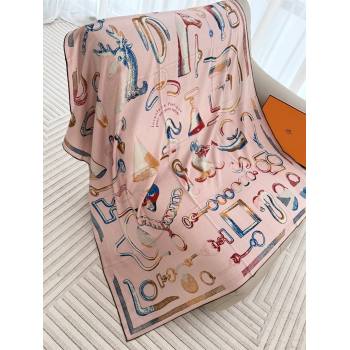 Hermes Inventaire Poetique Pour un Conte Sellier Shawl 140 Scarf 140 H1513 Pink 2026 Top (WTZ-26010613)