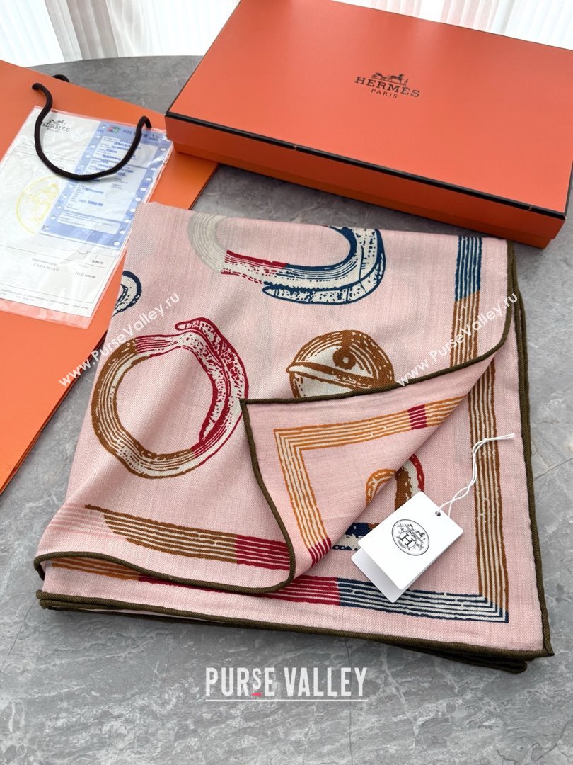 Hermes Inventaire Poetique Pour un Conte Sellier Shawl 140 Scarf 140 H1513 Pink 2026 Top (WTZ-26010613)