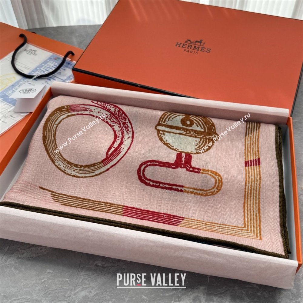 Hermes Inventaire Poetique Pour un Conte Sellier Shawl 140 Scarf 140 H1513 Pink 2026 Top (WTZ-26010613)