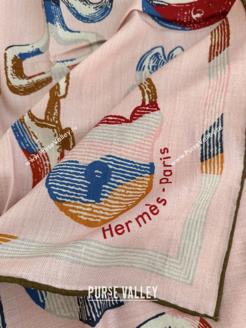 Hermes Inventaire Poetique Pour un Conte Sellier Shawl 140 Scarf 140 H1513 Pink 2026 Top (WTZ-26010613)