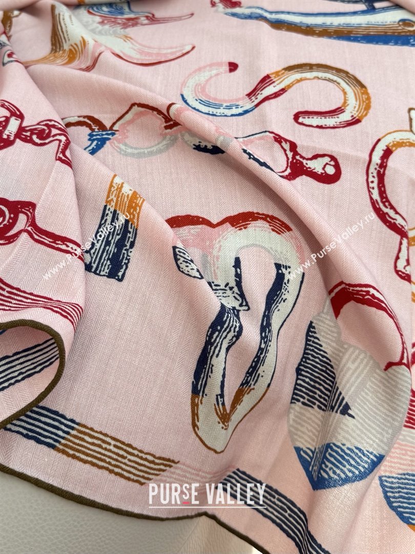 Hermes Inventaire Poetique Pour un Conte Sellier Shawl 140 Scarf 140 H1513 Pink 2026 Top (WTZ-26010613)