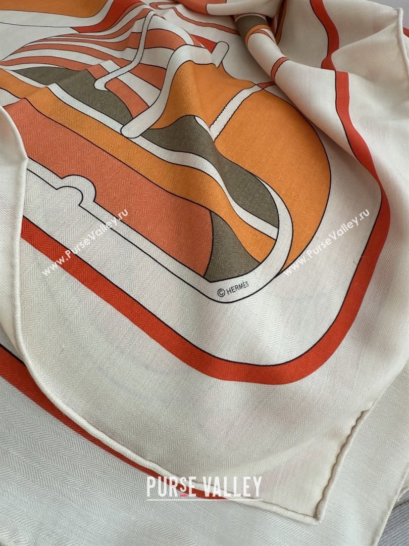 Hermes Cashmere Silk Thalassa Shawl Scarf 140 H1504 Orange 2026 Top (WTZ-26010504)