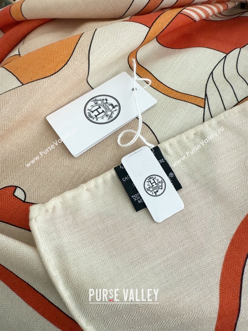 Hermes Cashmere Silk Thalassa Shawl Scarf 140 H1504 Orange 2026 Top (WTZ-26010504)
