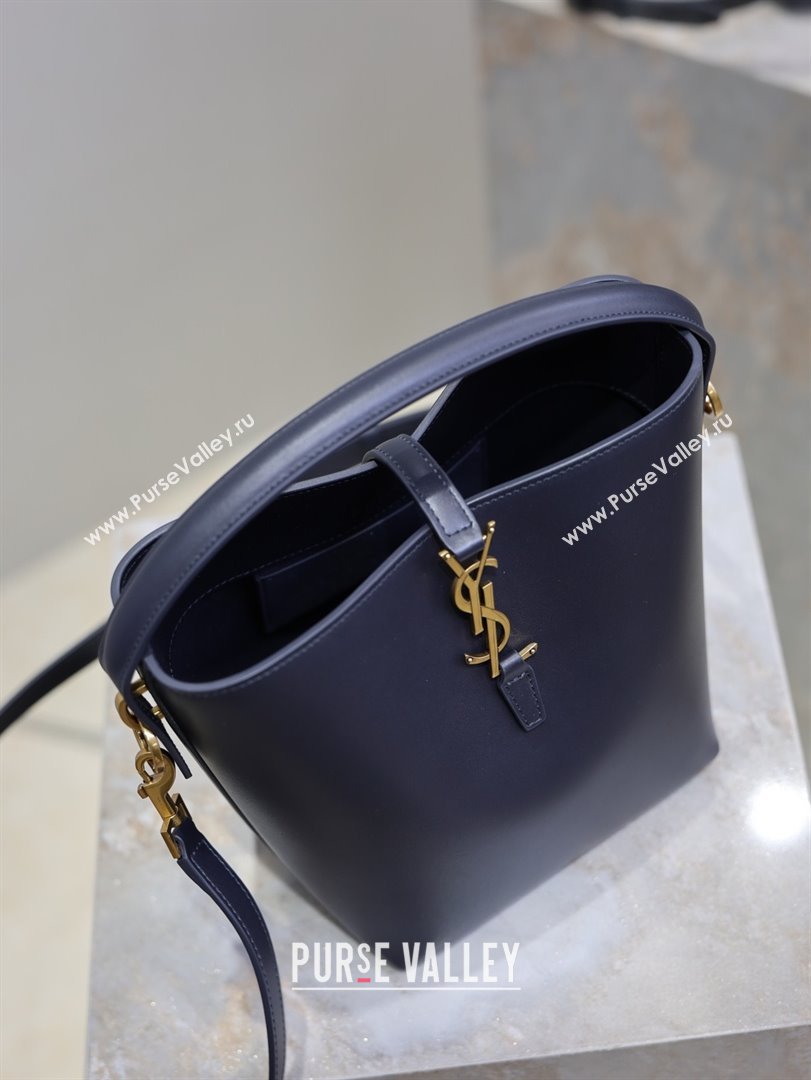 Saint Laurent Le 37 Small Bucket bag in Shiny Leather 749036 Navy Blue 2026 (YY-26010718)