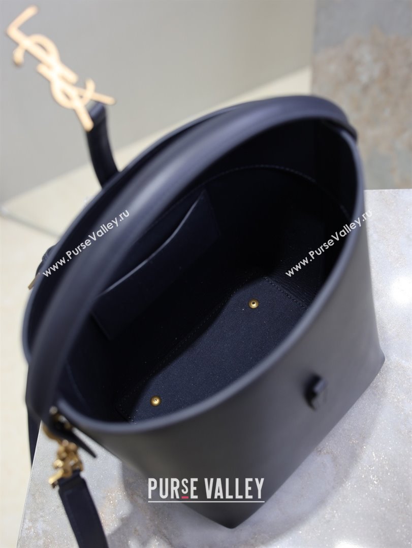 Saint Laurent Le 37 Small Bucket bag in Shiny Leather 749036 Navy Blue 2026 (YY-26010718)