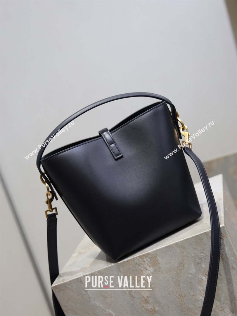 Saint Laurent Le 37 Small Bucket bag in Shiny Leather 749036 Navy Blue 2026 (YY-26010718)