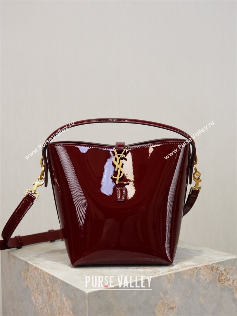 Saint Laurent Le 37 Small Bucket bag in Patent Leather 749036 Burgundy 2026 (YY-26010719)
